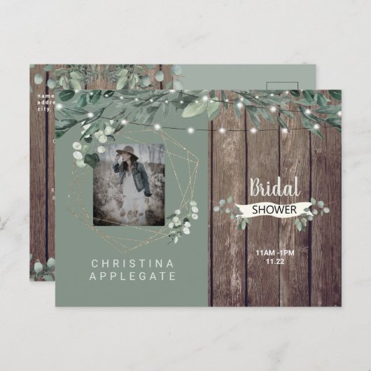 Rustige lichten en Vrijgezellenfeest met houtenfot Briefkaart (Voorkant / Achterkant)