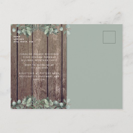 Rustige lichten en Vrijgezellenfeest met houtenfot Briefkaart (Achterkant)