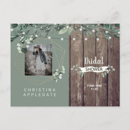 Rustige lichten en Vrijgezellenfeest met houtenfot Briefkaart (Voorkant)