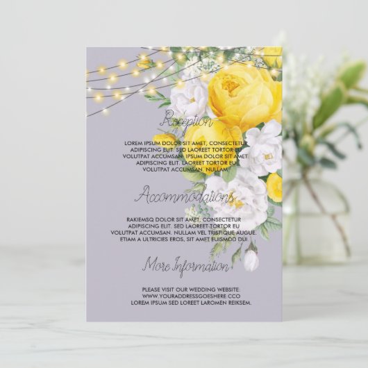 Rustige lichten Geel Floral bruiloft programma (Staand voorkant)