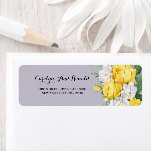 Rustige lichten Geel Floral Etiket (Insitu)