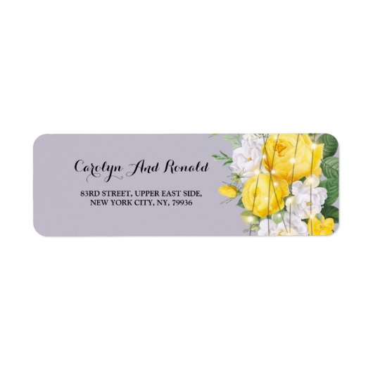 Rustige lichten Geel Floral Etiket (Voorkant)