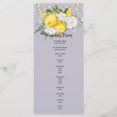 Rustige lichten Geel Floral Menu.Wedding Program Programmakaart (Achterkant)