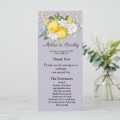 Rustige lichten Geel Floral Menu.Wedding Program Programmakaart (Staand voorkant)