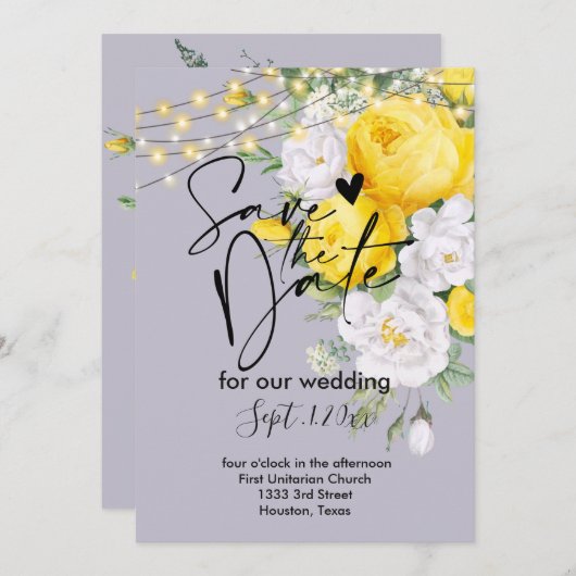 Rustige lichten Geel sparen de datum Kaart (Voorkant / Achterkant)