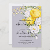 Rustige lichten Gele Floral bruiloft Kaart (Voorkant)