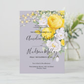 Rustige lichten Gele Floral bruiloft Kaart (Staand voorkant)