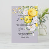 Rustige lichten Gele Floral bruiloft uitnodiging (Staand voorkant)