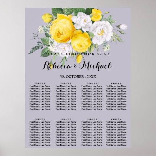Rustige lichten Gele Floral Poster (Voorkant)