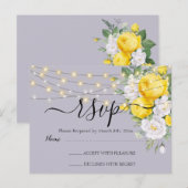 Rustige lichten Gele Floral RSVP Briefkaart (Voorkant / Achterkant)