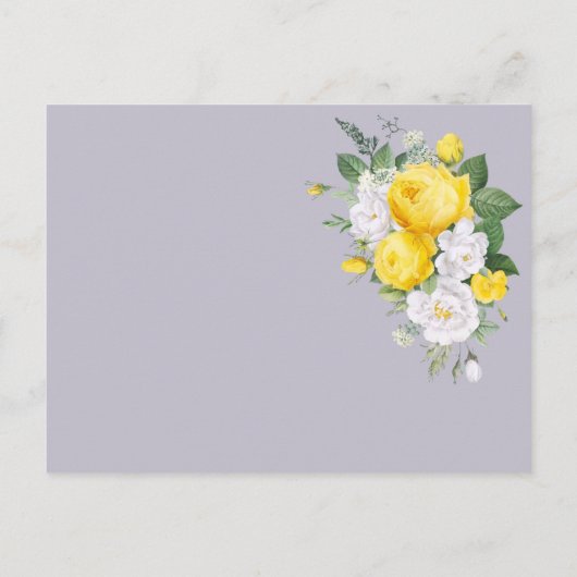 Rustige lichten Gele Floral RSVP Briefkaart (Achterkant)
