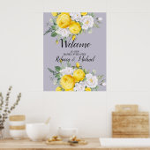 Rustige lichten Gele Floral Weddenschap Welkom Poster (Keuken)