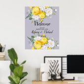 Rustige lichten Gele Floral Weddenschap Welkom Poster (Thuiskantoor)