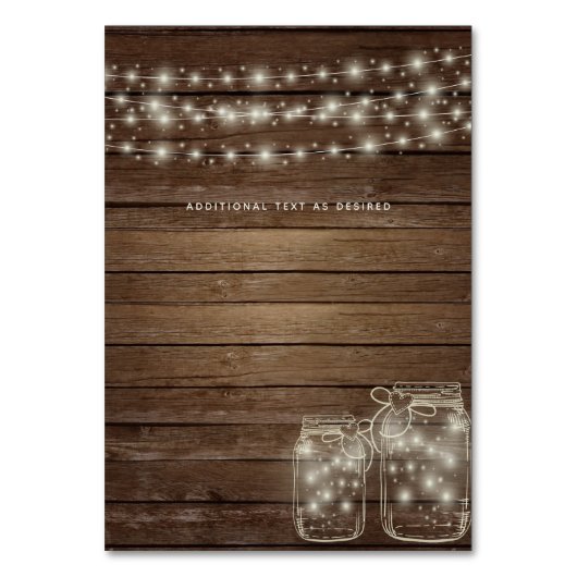 Rustige lichten Mason Jar Table Number Kaart (Achterkant)
