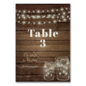 Rustige lichten Mason Jar Table Number Kaart (Voorkant)