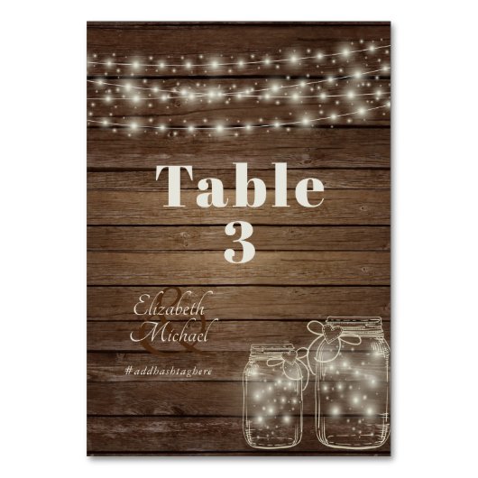 Rustige lichten Mason Jar Table Number Kaart (Voorkant)