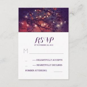 Rustige lichten paarse bruiloft RSVP-kaarten RSVP Kaartje