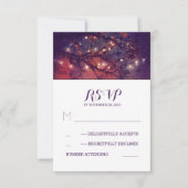 Rustige lichten paarse bruiloft RSVP-kaarten RSVP Kaartje (Voorkant)