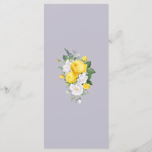 Rustige lichten Yellow Floral Wedding Menu (Achterkant)