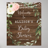 Rustige, lichtroze baby shower welkomstteken poster (Voorkant)