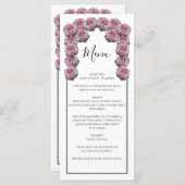 Rustige lichtroze Rozen bruiloft Menu (Voorkant / Achterkant)
