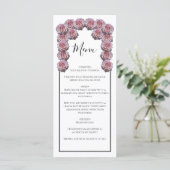 Rustige lichtroze Rozen bruiloft Menu (Staand voorkant)