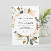 Rustige, lichtroze witte magnolia vrijgezellenfees kaart (Staand voorkant)