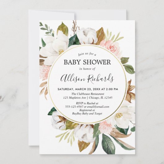 Rustige, lichtroze witte magnoliemeisje kaart (Voorkant)