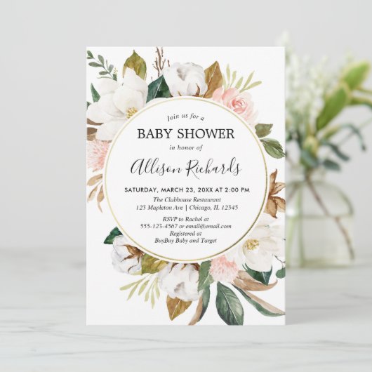 Rustige, lichtroze witte magnoliemeisje kaart (Staand voorkant)