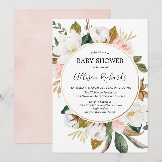 Rustige, lichtroze witte magnoliemeisje kaart (Voorkant / Achterkant)