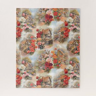 Rustige Lieflijke Vintage Engelse Cottage Collage Legpuzzel