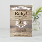 Rustige Light Barn Wood & White Deer Antlers Banne Kaart (Staand voorkant)