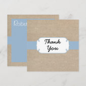 Rustige Light Blue en Beige Burlap - Hartelijk dan Notitiekaartje (Voorkant / Achterkant)
