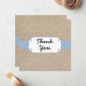 Rustige Light Blue en Beige Burlap - Hartelijk dan Notitiekaartje (Voorkant / Achterkant in situ)