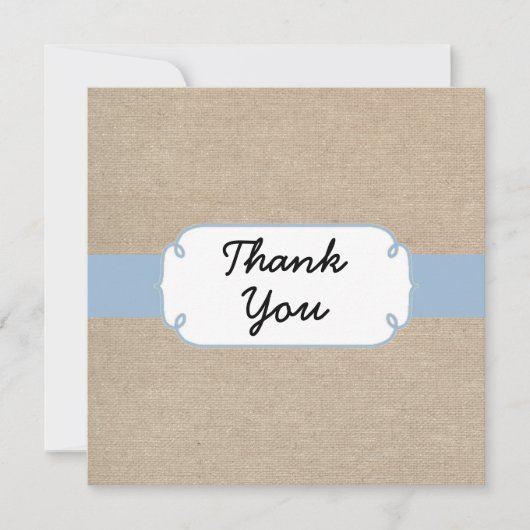 Rustige Light Blue en Beige Burlap - Hartelijk dan Notitiekaartje (Voorkant)