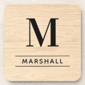 Rustige Light Natural Wood Custom Monogram Initiaa Bier Onderzetter (Voorkant)