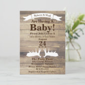 Rustige Light Wood & White Moose Antlers Ribbon Kaart (Staand voorkant)