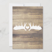 Rustige Light Wood & White Moose Antlers Ribbon Kaart (Achterkant)