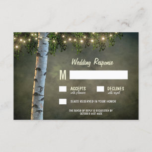 Rustige lights Birch Bark Tree Wedding RSVP-kaarte RSVP Kaartje