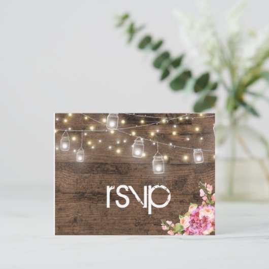 Rustige lights Floral Reception Dinner RSVP Entree Uitnodiging Briefkaart (Staand voorkant)