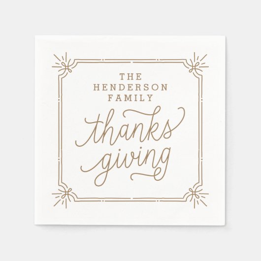 Rustige Lijst - Gepersonaliseerde Thanksgiving Servet (Voorkant)