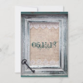 Rustige  Lijst Lace Key Aqua Wedding Invites Kaart (Achterkant)
