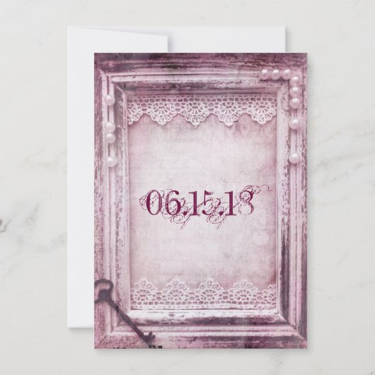 Rustige  Lijst Paarse bruiloft uitnodigingen (Achterkant)