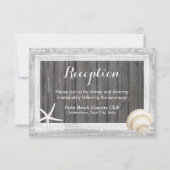 Rustige Lijst Seashell Beach Wedding Reception Kaart (Voorkant)