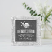 Rustige Lijst Seashells Beach Wedding Kaart (Staand voorkant)