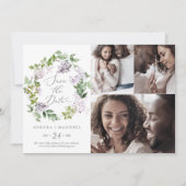 Rustige Lila 3 fotocollage bespaart de datum Save The Date (Voorkant)