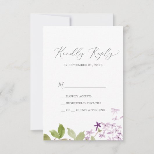 Rustige Lila eenvoudige RSVP-kaart RSVP Kaartje (Voorkant)