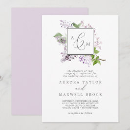 Rustige Lila formele monogram bruiloft Kaart