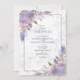 Rustige Lila Lavender Gold Photo Save the Date