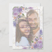 Rustige Lila Lavender Gold Photo Save the Date (Voorkant)